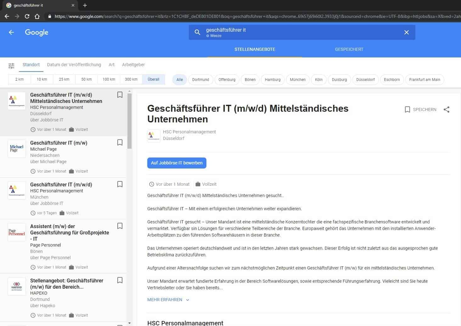 Geschäfsführer It Suche bei Google for Jobs